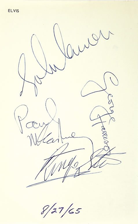 Beatles' Autographs on Elvis' Personal Stationery | August 27, 1965.